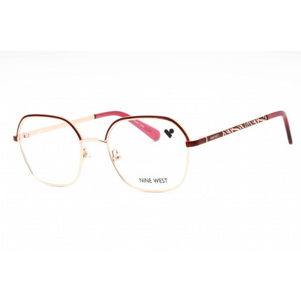 Nine West Women's Eyeglasses - Burgundy/Rose Gold Geometric Metal Frame | NW1103 602 ,