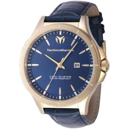 Technomarine Men's Watch - MoonSun Quartz Blue Dial Leather Strap Date | TM-822015 ,