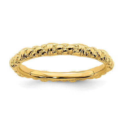 Sterling Silver Stackable Expressions Gold-plated Cable Ring | QSK206 ,