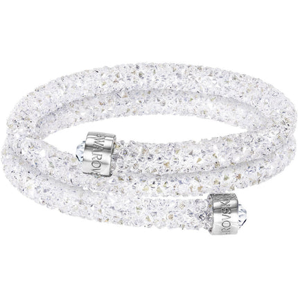 Swarovski Women's Double Bangle Bracelet - Crystaldust Stainless Steel, White | 5255900 ,