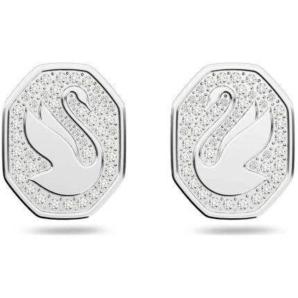 Swarovski Women's Stud Earrings - Signum Swan Rhodium Plated White Crystal | 5621097 ,