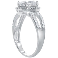 Classic Women's Halo Style CZ Engagement Ring - W-9893 ,