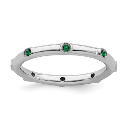 Sterling Silver Stackable Expressions Created Emerald Ring | QSK378 ,