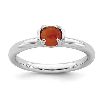 Sterling Silver Stackable Expressions Polished Red Agate Ring | QSK614 ,
