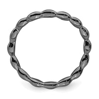 Sterling Silver Stackable Expressions Polished Black-plate Wave Ring | QSK673 ,