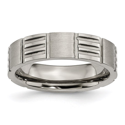 Titanium Notched 6mm Satin & Polished Band | TB325 ,