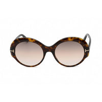 Tom Ford Unisex Sunglasses - Dark Havana Plastic Oval Full Rim Frame | FT0873 52F ,