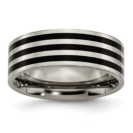 Titanium 8mm Black IP-plated Polished Band | TB305 ,