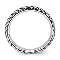 Sterling Silver Stackable Expressions Antiqued Ring | QSK798 ,