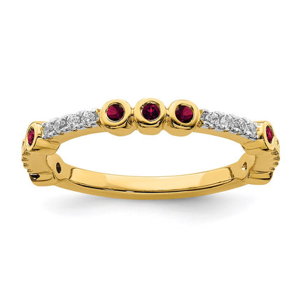 14k Stackable Expressions Created Ruby and Diamond Ring | SK2070 ,