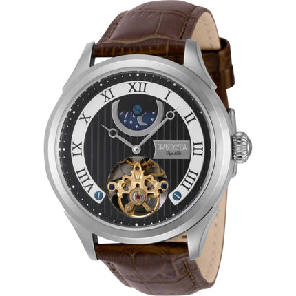 Invicta Men's Watch - Objet D Art Automatic Black Dial Brown Leather Strap | 44009 ,