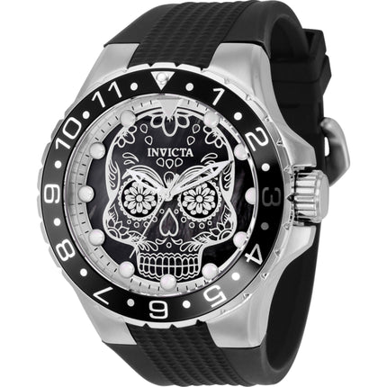 Invicta Men's Watch - Aviator Silver and Black Dial Silicone Strap Quartz | 36855 ,
