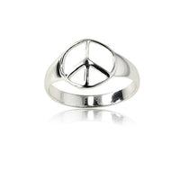 Sterling Silver Peace Sign Ring - W-9019 ,