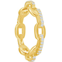 Classic Women's Gold Plated CZ Paperclip Ring - W-2665 ,