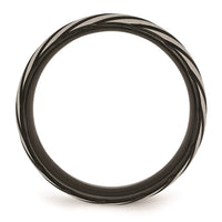 Titanium 8mm Black IP-plated Swirl Brushed & Polished Band | TB300 ,