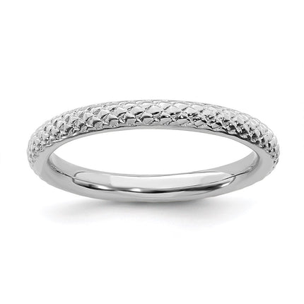 Sterling Silver Stackable Expressions Rhodium Cable Ring | QSK203 ,
