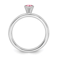SS Stackable Expressions High 4mm Round Pink Tourmaline Ring | QSK467 ,