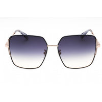 Police Women's Sunglasses - Gold Metal Square Full Rim Frame Blue Lens | SPLF34 0E59 ,