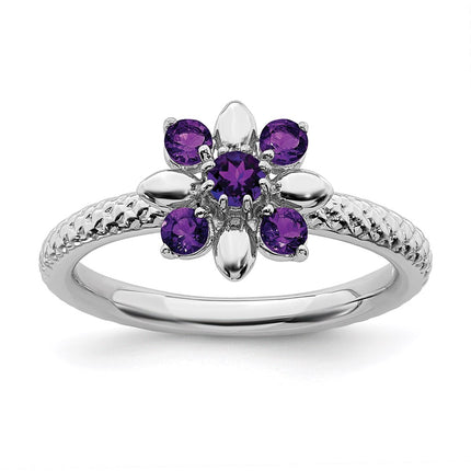 Sterling Silver Stackable Expressions Amethyst Ring | QSK793 ,