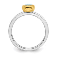 Sterling Silver Stackable Expressions w/Gold-plate Aquamarine Ring | QSK1877 ,