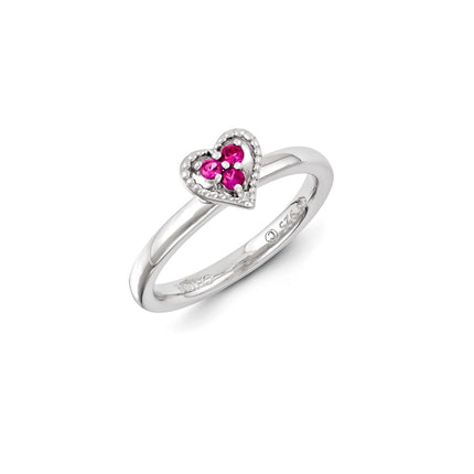 Sterling Silver Stackable Expressions Created Ruby Ring | QSK1251 ,