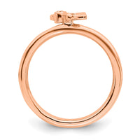 Sterling Silver Stackable Expressions Pink-plated Butterfly w/Diamond Ring | QSK1629 ,