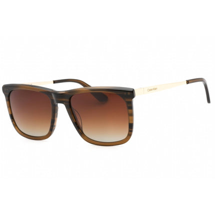 Calvin Klein Men's Sunglasses - Striped Brown Rectangular Plastic Frame | CK22536S 240 ,