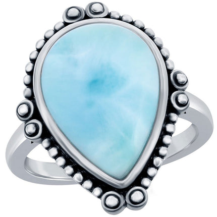 Women's Ring - Pear-Shaped Larimar Oxidized, Size 9 | W-2678-9 ,