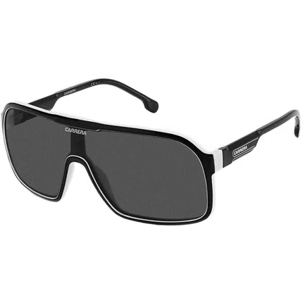 Carrera Men's Sunglasses - Grey Lens Black White Acetate Shield Frame | 1046/S 080S ,