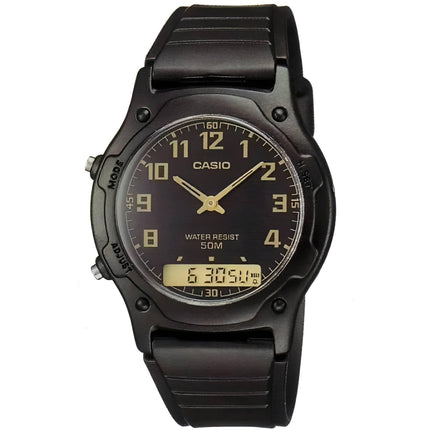 Casio Men's Ana-Digi Watch - Chronograph Black Dial Dual Time Resin Strap | AW-49H-1B ,