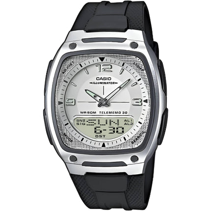 Casio Men's Ana-Digi Watch - World Time Grey and Silver Dial Resin Strap | AW-81-7 ,