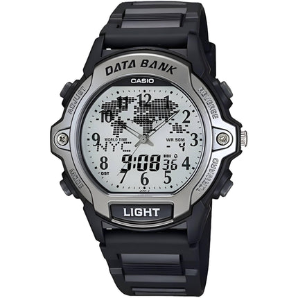 Casio Men's Analog-Digital Watch - Databank Grey Dial Black Resin Strap | ABX-23-8B ,