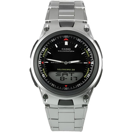 Casio Men's Analog-Digital Watch - World time Stainless Steel Bracelet | AW-80D-1A ,