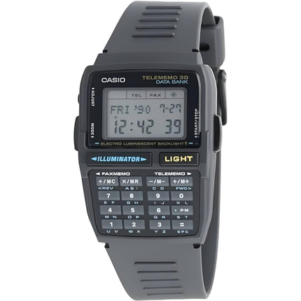 Casio Men's Digital Watch - DataBank Calculator Grey Dial Grey Resin Strap | DBC-30-1 ,