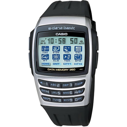 Casio Men's Digital Watch - Databank Grey and Black Dial Resin Strap | EDB-610-1C ,