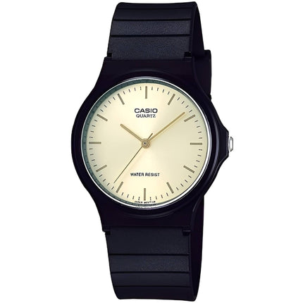 Casio Men's Watch - Classic Quartz Gold Tone Dial Black Resin Strap | MQ24-9E ,