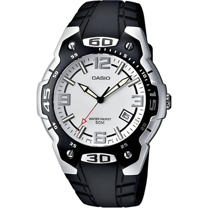 Casio Men's Watch - Collection Quartz White Dial Black Plastic Strap | MTR-102-7A ,