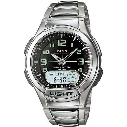 Casio Men's Watch - Databank Alarm Ana-Digi Dial Silver Steel Bracelet | AQ-180WD-1B ,