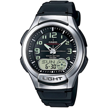 Casio Men's Watch - Databank World Time Black Resin Strap Analog Digital | AQ-180W-1B ,