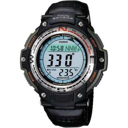 Casio Men's Watch - Digital Dial Black Resin Case Leather/Textile Strap | SGW-100B-3 ,