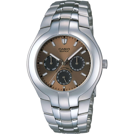 Casio Men's Watch - Edifice Brown Dial Silver Stainless Steel Bracelet | EF-304D-9AV ,
