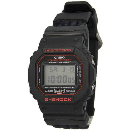 Casio Men's Watch - G-Shock Alarm Black Resin and Nylon Strap Digital | DW-5600EB-1 ,