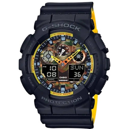 Casio Men's Watch - G-Shock Analog-Digital Dial Yellow and Black Strap | GA-100BY-1A ,