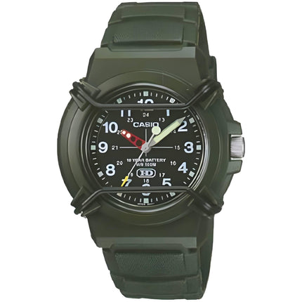 Casio Men's Watch - Quartz Black Dial Green Resin Strap Date Display | HDA-600C-3B ,