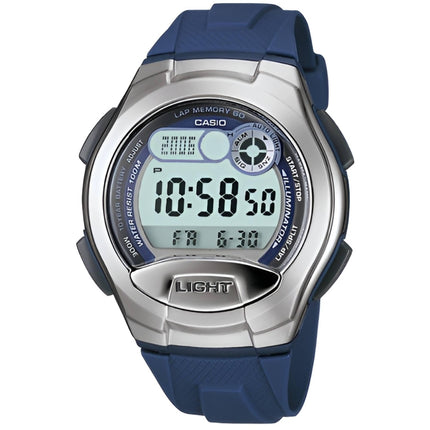 Casio Men's Watch - Quartz Digital Dial Silver Tone Case Blue Resin Strap | W-752-2 ,