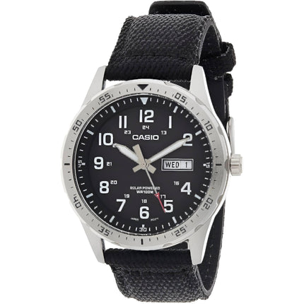 Casio Men's Watch - Quartz Silver Tone Case Black Fabric Strap | MTP-S120L-1AVCF ,