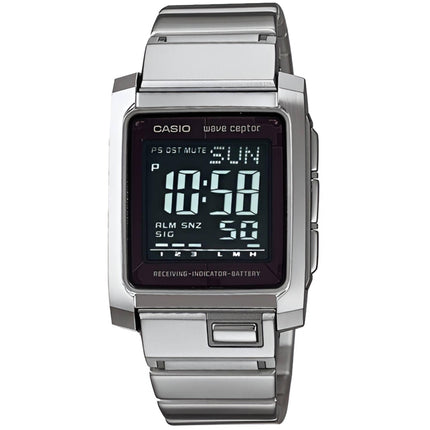 Casio Men's Watch - Wave Ceptor Alarm Black Digital Dial Silver Steel | WV-300DA-7B ,