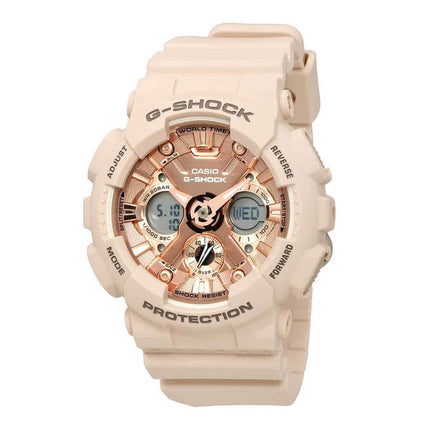 Casio Women's Ana-Digi Watch - G-Shock Rose Gold Dial Pink Resin | GMAS120MF-4A ,
