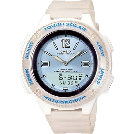 Casio Women's Watch - Tough Solar Light Blue Dial Clear Strap Ana-Digi | LCF-30-2B ,