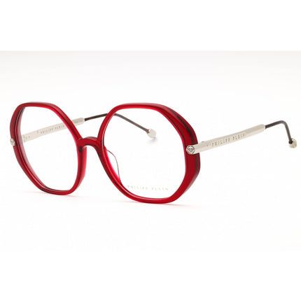 Philipp Plein Women's Eyeglasses - Shiny Transparent Red Geometric | VPP053S 09WA ,